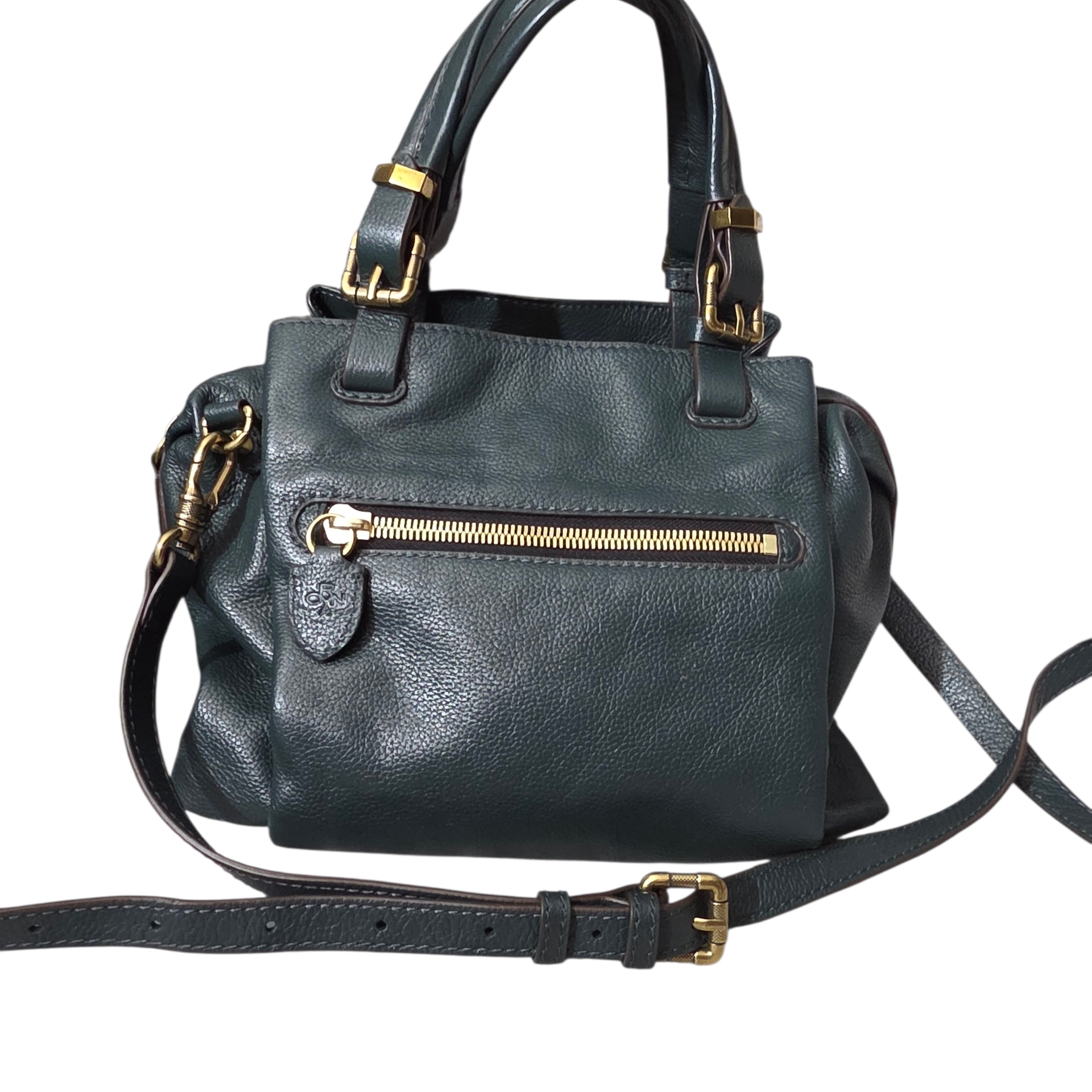 Oryany Dark Green Leather Satchel